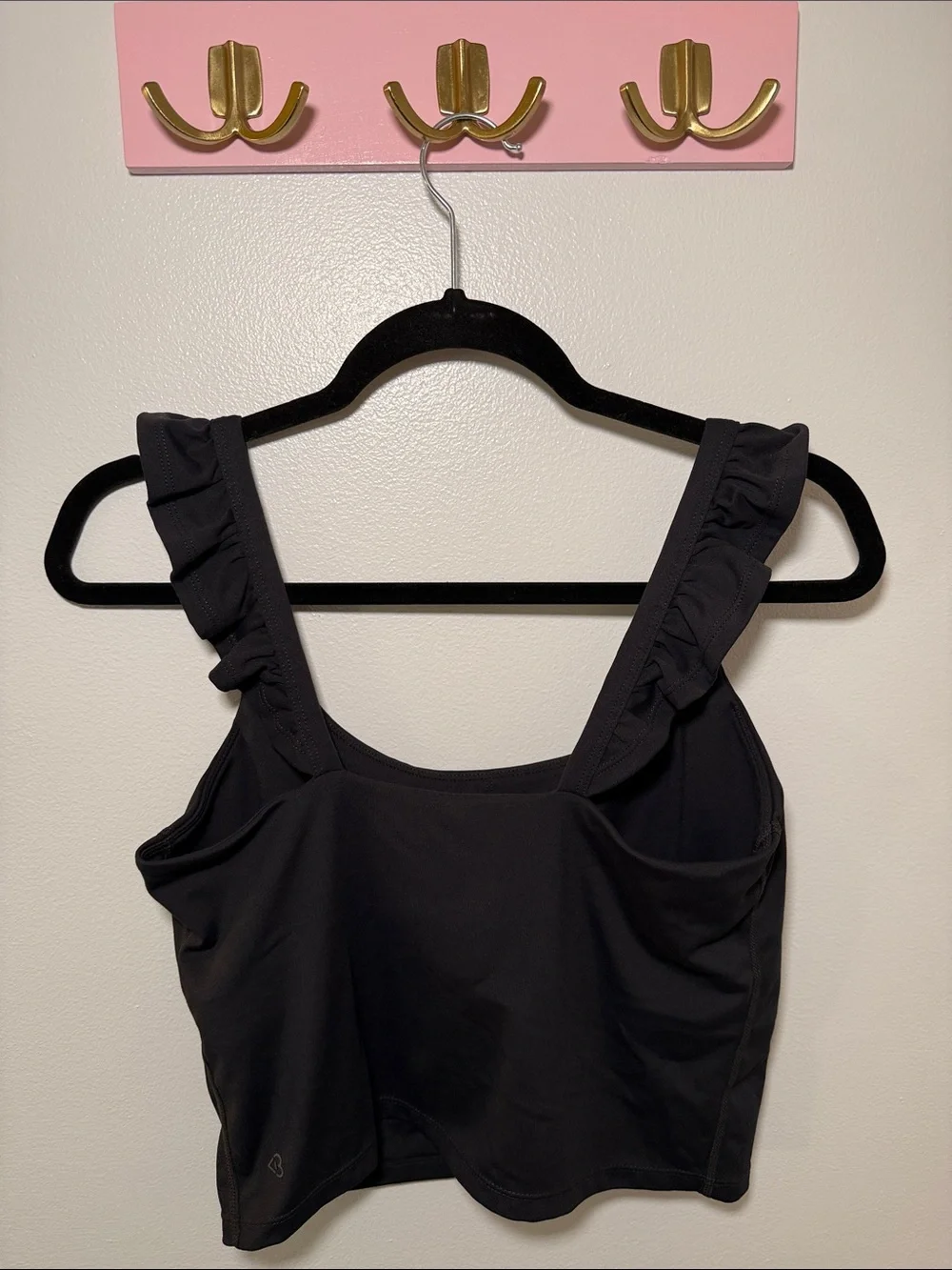 Blogilates Ruffle Strap Black Tank - Picture 3 of 3